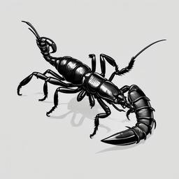 drawing of a scorpion in a dramatic pose  minimal rough sketch scribbles,doodles,black and white