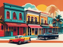 Little Havana Miami sticker- Vibrant neighborhood with a Cuban influence in Miami, Florida, , sticker vector art, minimalist design