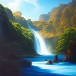 The advance city built in the ocean on waterfalls of zanarkand from final fantasy ten draw in oil paint style