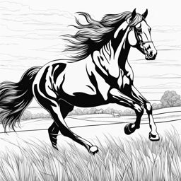 horse coloring pages - majestic horses run freely across a vast, green pasture. 