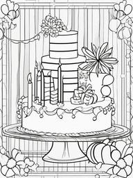 Birthday Invitation Coloring Pages - Design Your Own Birthday Invitation  minimal black outline printable sheet, coloring page