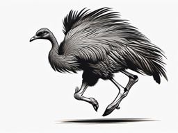 Ostrich Tattoo - Ostrich running at full speed across the savannah  few color tattoo design, simple line art, design clean white background