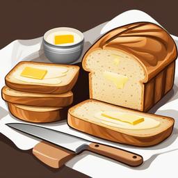 Bread clipart - Sliced bread with butter.  vector style illustration, white background