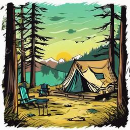 At the camp ground  , vector illustration, clipart