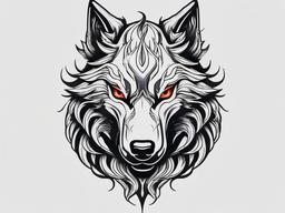 Dragon and Wolf Tattoo - Powerful tattoo featuring a dragon and a wolf.  simple color tattoo,minimalist,white background
