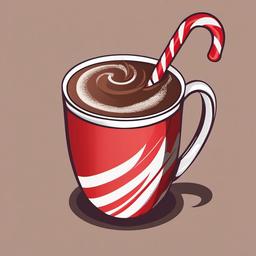 Candy Cane clipart - candy cane in a mug of hot chocolate  color,minimalist,vector clipart