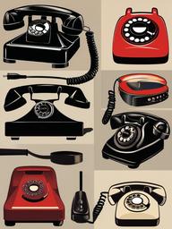 Phone clipart - vintage rotary phone on a table  