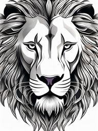 Lion tattoo, Majestic lion tattoo, the embodiment of courage and strength. , tattoo color art, clean white background