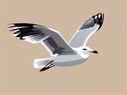 Seagull Clipart - Seagull flying low over the sandy beach , minimal, 2d