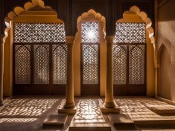 iranian windcatchers, with intricate latticework, cool the courtyards of yazd, iran. 