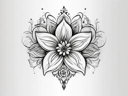 Flower Tattoo Hip - Tattoo specifically designed for the hip area, showcasing floral elements.  simple color tattoo,minimalist,white background