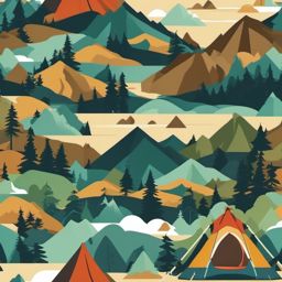 Hiker's Backpacking Trip clipart - Backpacking journey through peaks, ,vector color clipart,minimal