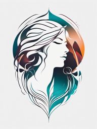 Abstract Aphrodite symbol tattoo. Eternal grace.  color tattoo minimalist white background