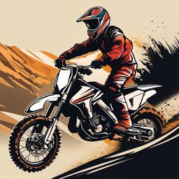 Motocross Clipart - A motocross rider navigating challenging terrain.  color vector clipart, minimal style