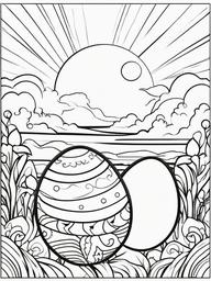 Easter Eggs Coloring Pages - Easter Eggs with a moon  simple coloring pages