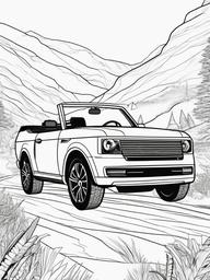 Convertible Car Coloring Pages - Open-Top Car Ready for Adventure  minimal black outline printable sheet, coloring page