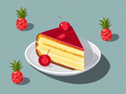 Pineapple Upside-Down Cake Slice Clipart - A slice of pineapple upside-down cake.  color vector clipart, minimal style