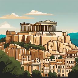 Acropolis of Athens clipart - Ancient citadel in Athens, Greece, ,color clipart vector style