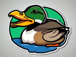 Mallard Duck cartoon - common, colorful duck found on farms  cartoon sticker style