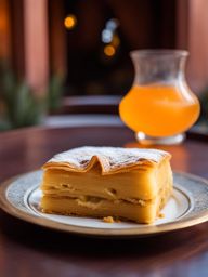 moroccan pastilla, a sweet and savory pastry, savored in a riad courtyard in marrakech. 