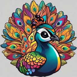 Peacock cartoon - colorful bird sometimes kept for its feathers  cartoon sticker style