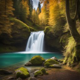 allgäu waterfall quest - create an artwork inspired by the quest to discover hidden waterfalls in the allgäu region, with pristine cascades. 