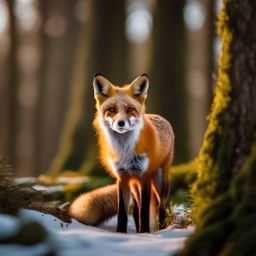 Cute Red Fox Exploring in a Woodland Wonderland 8k, cinematic, vivid colors