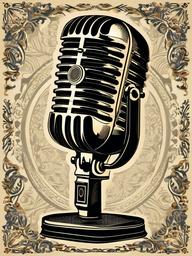 Microphone clipart - vintage microphone with intricate design  