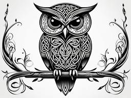 Celtic Owl Tattoo Designs - Blend Celtic artistry with the charm of owls in a Celtic owl tattoo.  simple color tattoo,vector style,white background