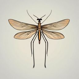 Crane Fly Clip Art - A crane fly with slender legs,  color vector clipart, minimal style