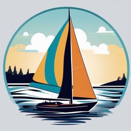 Sailboat clipart - Sailing on a calm summer day, ,vector color clipart,minimal