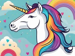 Unicorn with Rainbow Clipart - Magical unicorns paired with rainbows for a delightful and colorful visual experience.  vector art, clipart, minimal