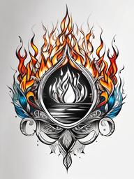 fire and water tattoo black and white  simple color tattoo,white background