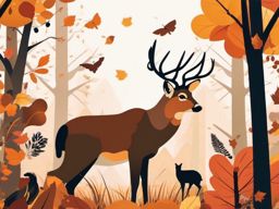 Autumn Wildlife clipart - Wildlife in the fall forest, ,vector color clipart,minimal