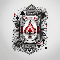 Tattoo Poker Cards-Creative and stylish tattoo featuring various poker card elements in a well-designed composition.  simple color tattoo,white background