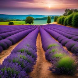 Countryside Lavender Fields - Capture the charm of the countryside with lavender fields. realistic, professional photography, bokeh, natural lighting, canon lens, shot on dslr 64 megapixels sharp focus