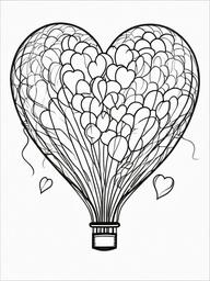 Heart Balloon Coloring Pages - Heart-Shaped Balloons Floating in Air  minimal black outline printable sheet, coloring page