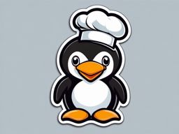 Penguin Chef Sticker - A penguin chef with a chef's hat, ready to cook up something delicious. ,vector color sticker art,minimal