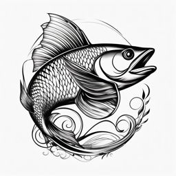 Flying Fish Tattoo,a tattoo capturing the grace and beauty of the flying fish, symbol of freedom and movement. , tattoo design, white clean background