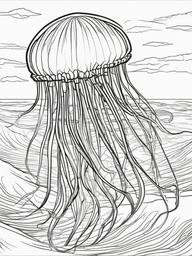 Box Jellyfish Coloring Pages - Deadly Transparent Ocean Drifter  black outline printable sheet, coloring page