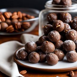 bourbon balls, bite-sized treats made with bourbon-soaked pecans. 