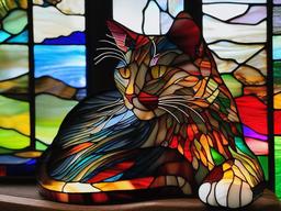 Stained Glass Manx Cat - Manx cat without tail  