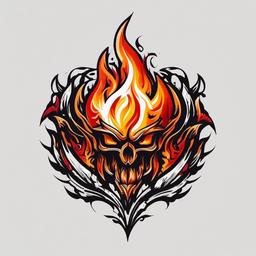 fireball logo tattoo  simple color tattoo,white background