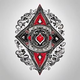 Playing card suit symbols tattoo.  color tattoo minimalist white background