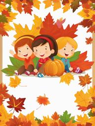 Fall Leaves clipart - leaf pile with children playing  