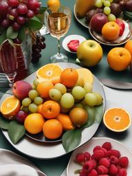 Fruit clipart - fruits on a table setting for a feast  