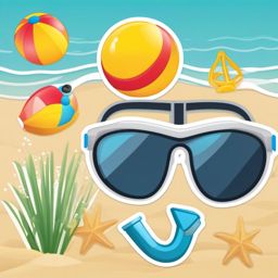 Beach Ball and Snorkel Emoji Sticker - Snorkeling with beach fun, , sticker vector art, minimalist design