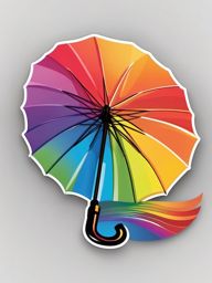 Rainbow Umbrella Sticker - Umbrella with rainbow, ,vector color sticker art,minimal