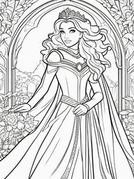 Adventurous Princess Coloring Pages - Brave Royalty Ready for Action  minimal black outline printable sheet, coloring page