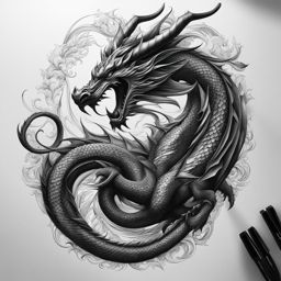 dragon tattoo design black and white 